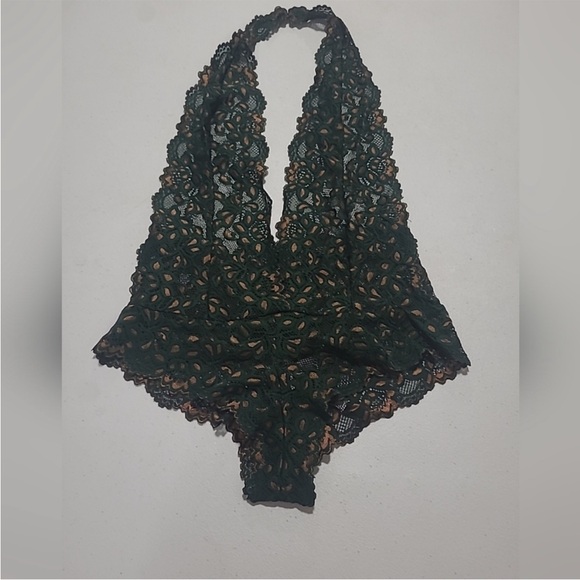 NWT Frederick's Of Hollywood Size Medium Jessica Lace Teddy Green And Gold - Picture 5 of 14